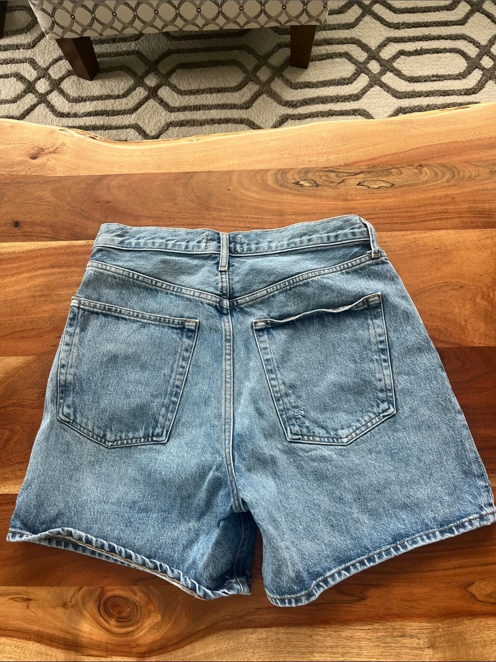 Agolde Parker long Light Wash Denim Shorts